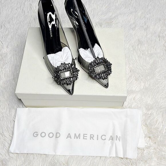 Good American Cinderella Lucite Pump Light Smoke NIB Size 9 Cinder-F*cking-Rella - Picture 2 of 9